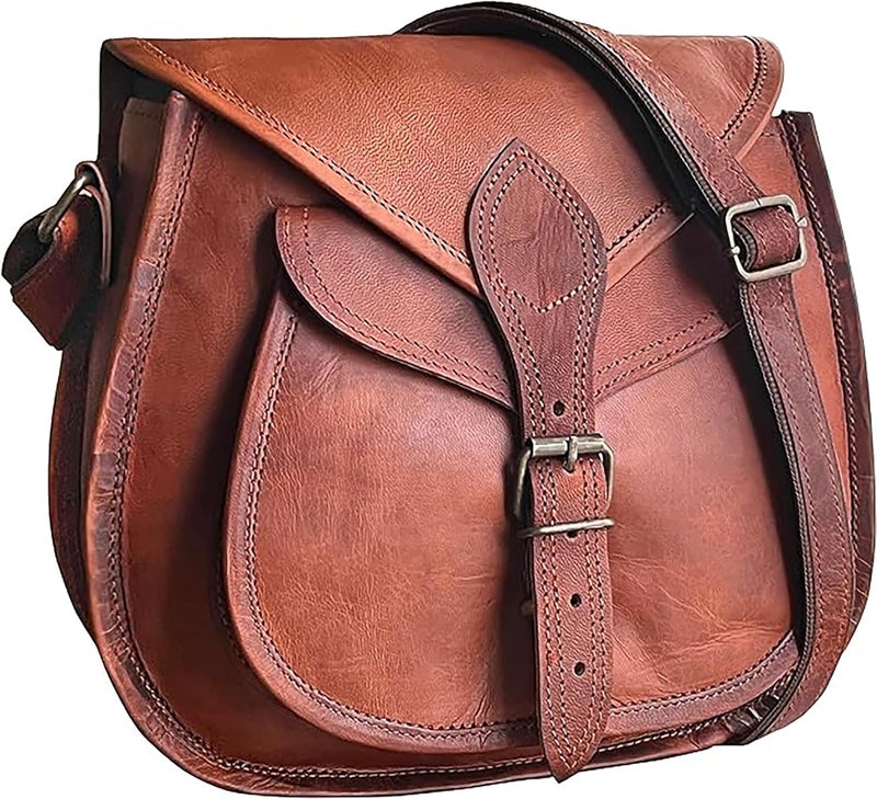 Rustic Town Leather Crossbody Satchel Bag Vintage Purses Handbags for Women - Image 1